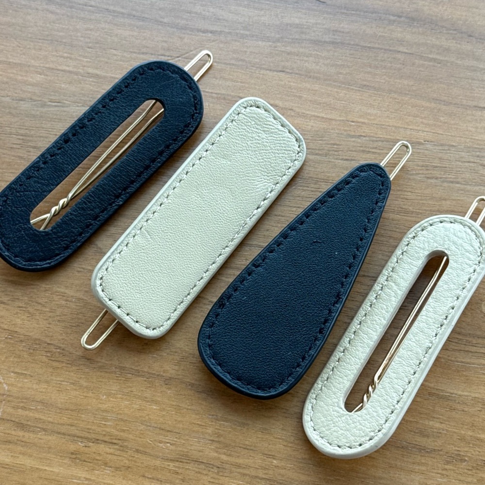 Set of Black and Cream Hair Clips